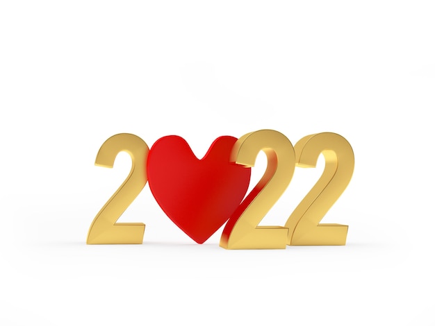 Gouden nummer van het nieuwe jaar met hart
