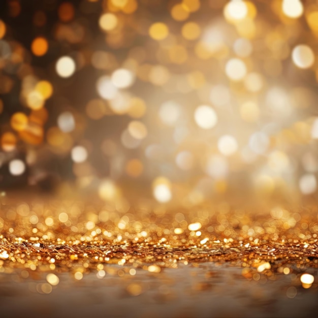 Gouden onscherpe achtergrond met een bokeh-effect en confetti Ai gegenereerd