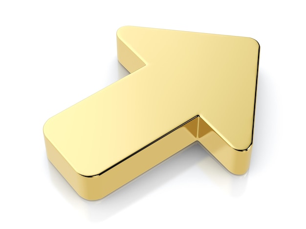 Gouden pijl symbool op een witte achtergrond