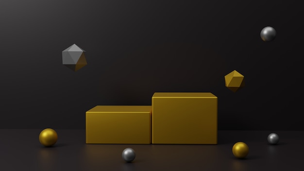 Gouden podium 3D-rendering abstracte vorm