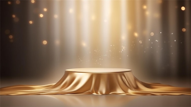 Gouden podium met gouden gordijnen op het podium Vector illustratie