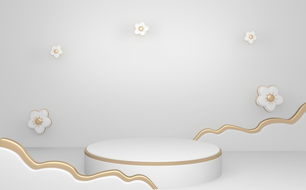 Gouden Podium minimale geometrische witte en gouden stijl abstract.3D-rendering