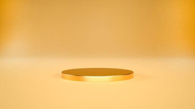Gouden podium of voetstuk op gouden achtergrond voor productweergave 3D-rendering