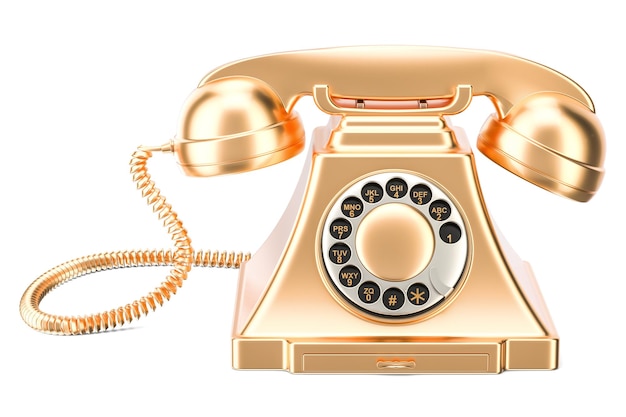 Gouden retro telefoon 3D-rendering