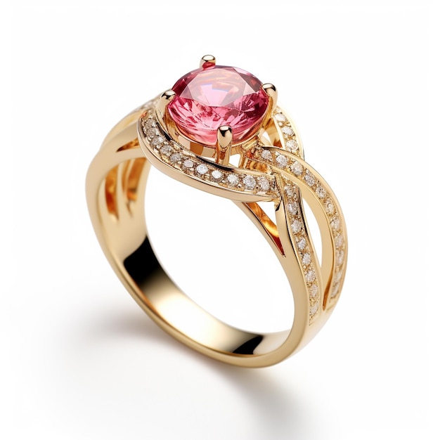 gouden ring met roze steen