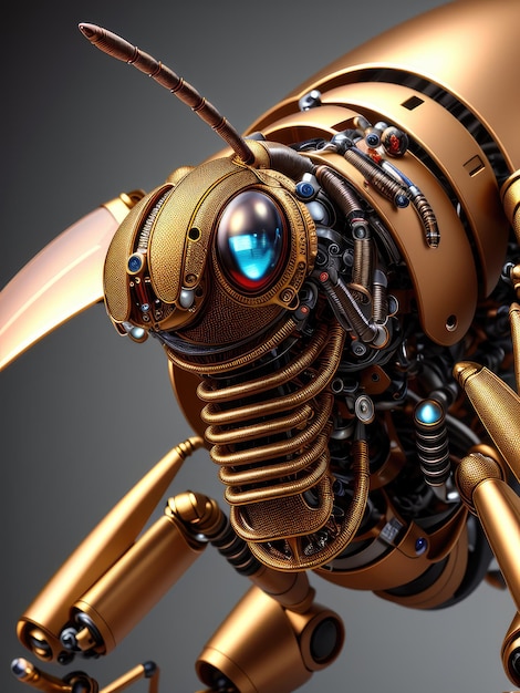 Gouden robotbij illustratie gegenereerd door AI
