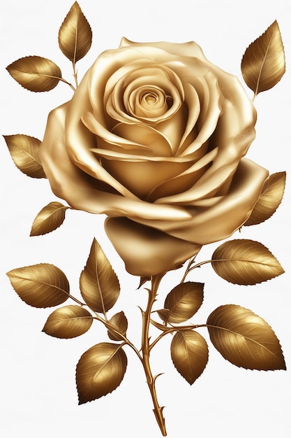 Foto gouden roosblad witte achtergrond