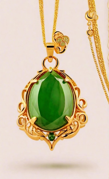 gouden sieraden gouden ketting met een groene nephritis hanger vrouw ketting