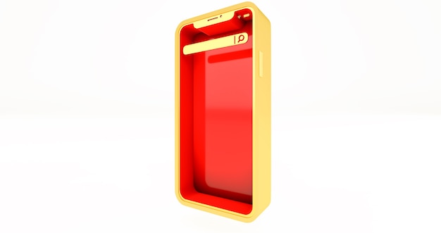 Gouden Smartphone met rood scherm op wit