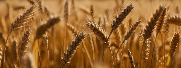 Gouden spikelets van tarwe in het veld close-up aigenerative ai