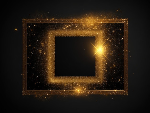 Gouden sprankelende frame op zwarte achtergrond