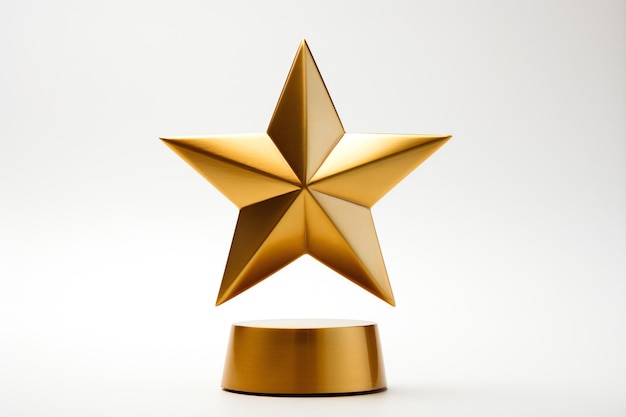 Gouden ster award trofee op witte achtergrond