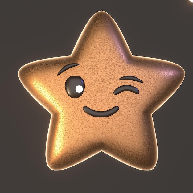 Foto gouden sterren met een lachend gezicht geven heldere 3d-emoji weer in jpg