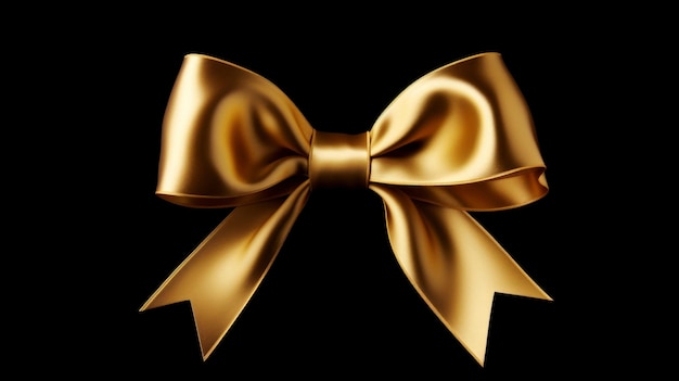 Gouden strik op zwarte achtergrond cadeau aanwezig decor voor verjaardag valentijn of kerstmis