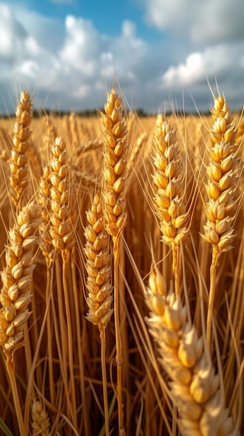 Gouden tarweveld op de achtergrond van de ondergaande zon