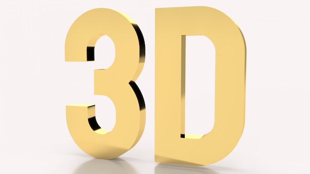 Gouden tekst 3d bij het witte 3d teruggeven als achtergrond.