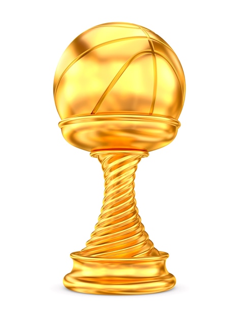 Gouden trofee cup op witte achtergrond. Geïsoleerde 3d illustratie