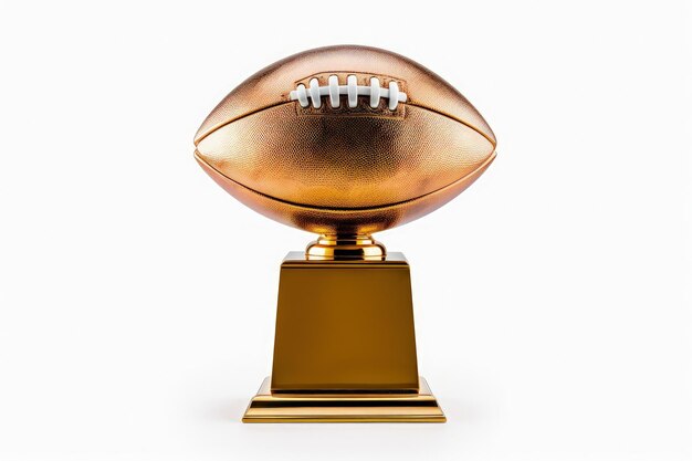 Gouden trofee met American football bal witte achtergrond Generatieve AI