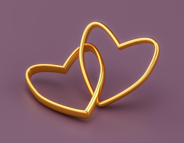 Gouden trouwringen die een hart vormen als symbool van liefde Gouden ringen