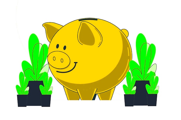 Gouden varkenbank met planten
