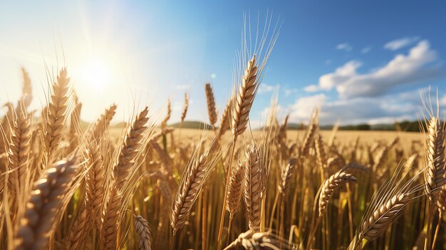 Gouden velden van tarwe in een zonnig landbouwlandschap