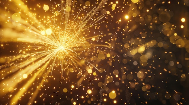 Gouden vonken en vuurwerk in een witte ruimte feestelijke achtergrond voor feesten en feestdagen