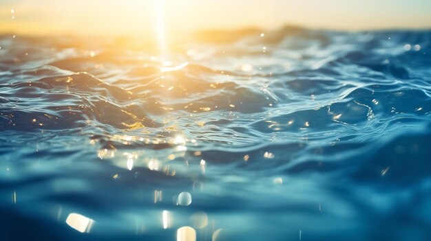 Foto gouden water uitzicht met de zon die van de golven springt generatieve ai