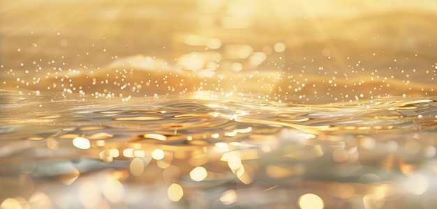 Gouden wateroppervlak met glinsterend zonlicht