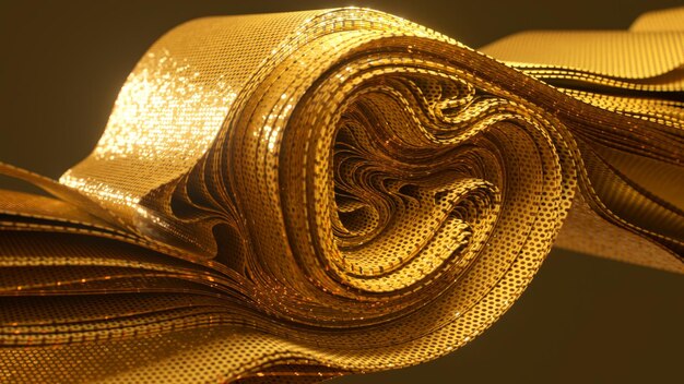 Foto gouden wervel met een gedetailleerde glinsterende mesh textuur een luxe d animatie stuk