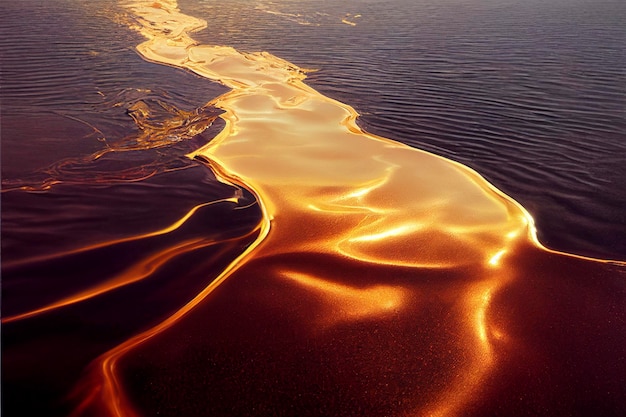 Gouden zee en gouden lucht