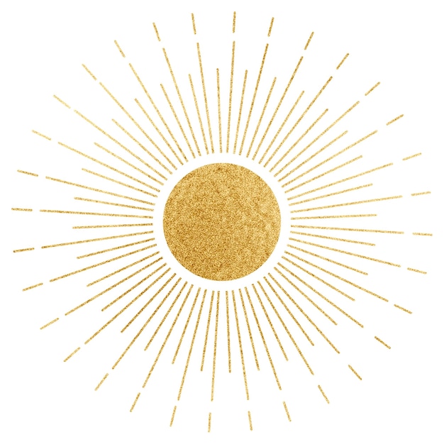 Gouden zon png sticker esthetische hemelse illustratie transparante achtergrond