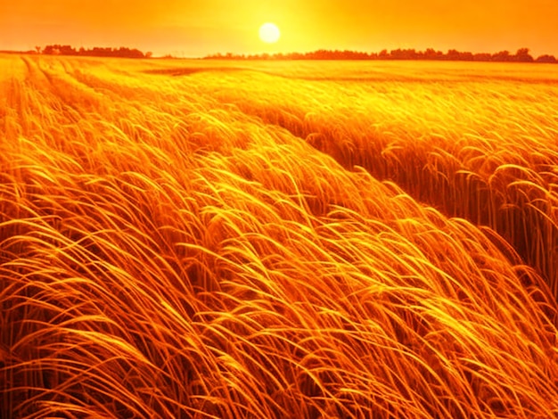 gouden zonsondergang Stengels gebogen met zware hoofden van tarwe en gerst beeld