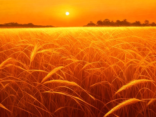 gouden zonsondergang Stengels gebogen met zware hoofden van tarwe en gerst beeld