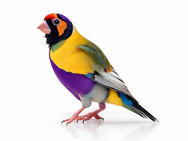 Gouldian Finch standing on white background generated by ai