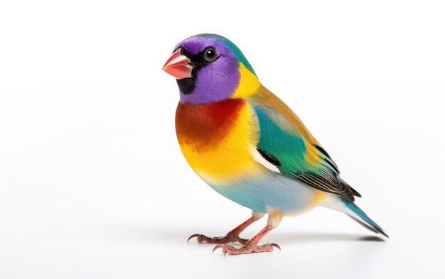 Gouldian Majesty Alone on White Background