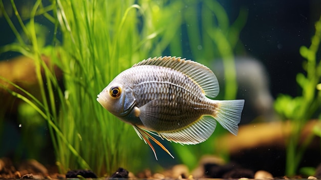 Gourami fish in aquarium water