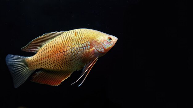 Gourami in the solid black background