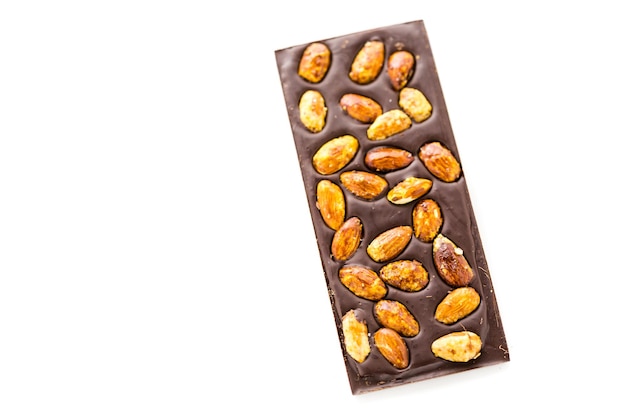 Gourmet almighty almond chocolate bar on a white background.