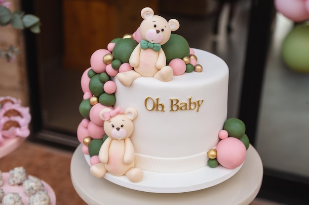 Gourmet American sugar dough cake for baby gender reveal tea