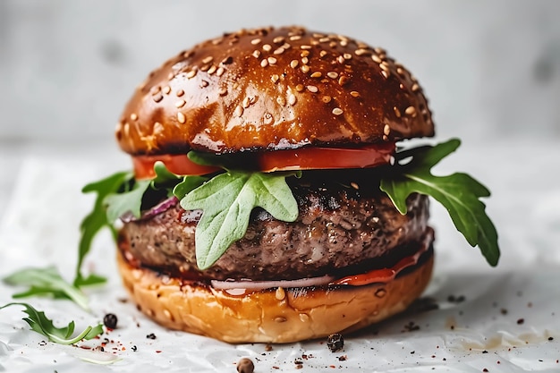 Gourmet Angus Burger op witte achtergrond