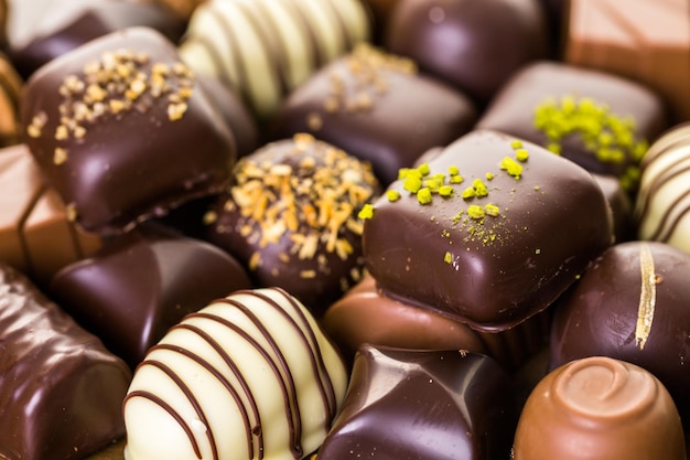 Gourmet assorted chocolates on the table.