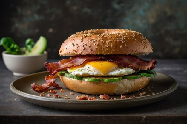 Premium Photo | Gourmet Bacon and Egg Burger