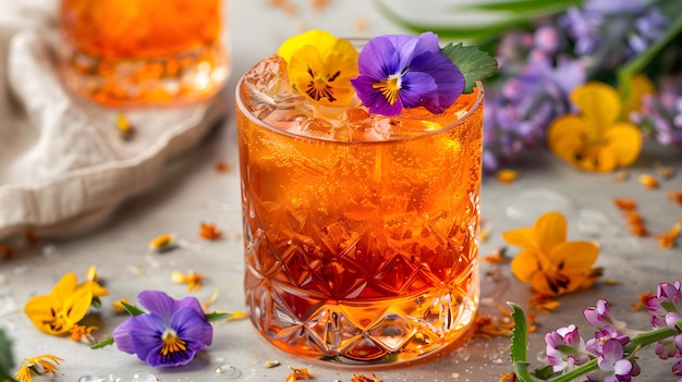Gourmet Beverage Innovation Unusual Cocktail Variations with Floral Garnishes