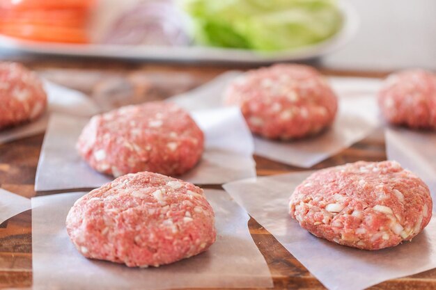 Gourmet burger patties for classic burgers.