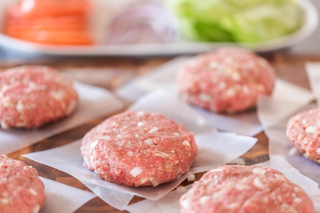 Gourmet burger patties for classic burgers.