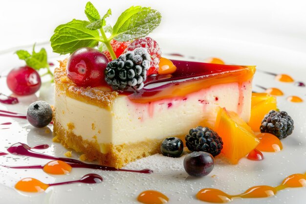 Foto cheesecake gourmet dessert ristorante squisito torta di frutta cucina haute torta di formaggio spazio di copia