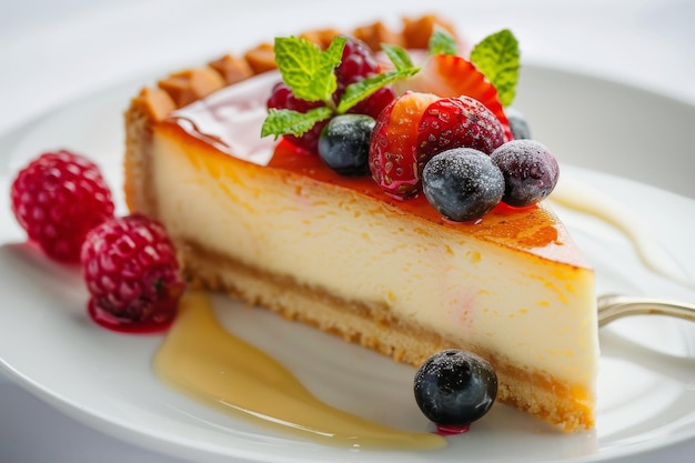 Gourmet Cheesecake Dessert Uitstekend Restaurant Fruitcake Haute Cuisine Kaascake Kopieerruimte