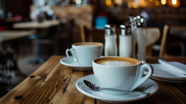 Photo a gourmet delight savoring coffee with milk in a lavish restaurant aspect ratio