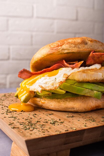 Gourmet Egg Avocado Bacon Brunch Bagel