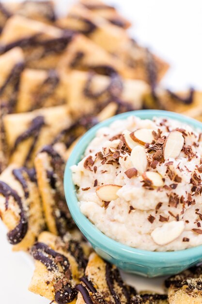 Gourmet gluten free cannoli chips and dip.